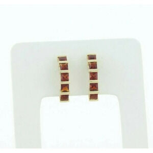 14k Yellow Gold Natural Garnet Earrings J Hoop Half Hoop Earrings